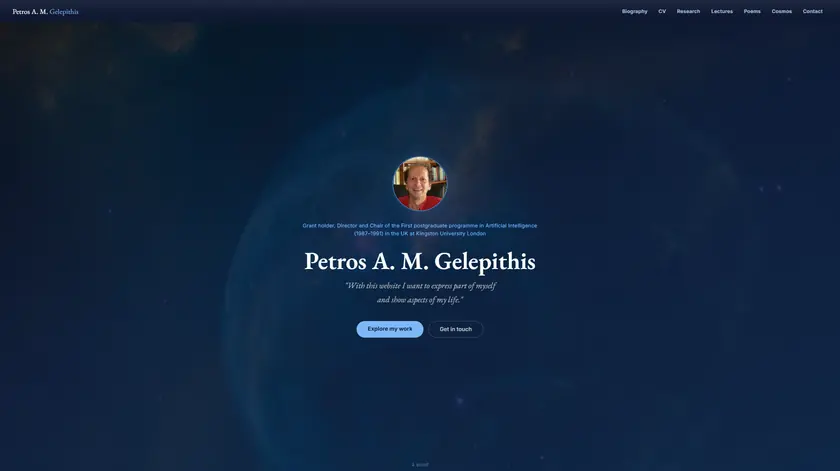 Η ιστοσελίδα Petros A.M. Gelepithis — αρχική σελίδα με βιογραφικό και έρευνα